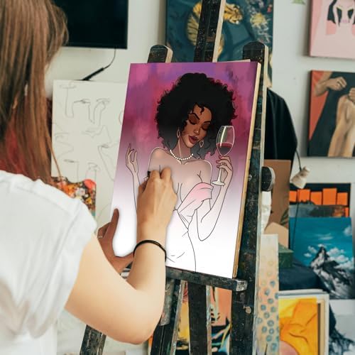 Dinifee 6 Pack Pre Drawn Canvas for Painting Pre Printed Canvas Kit 8 x 10 Inch Stretched Cotton Paint and Sip Set for Adults Couple Party Graduation Summer Date Night(Charming Lady) - Image 5
