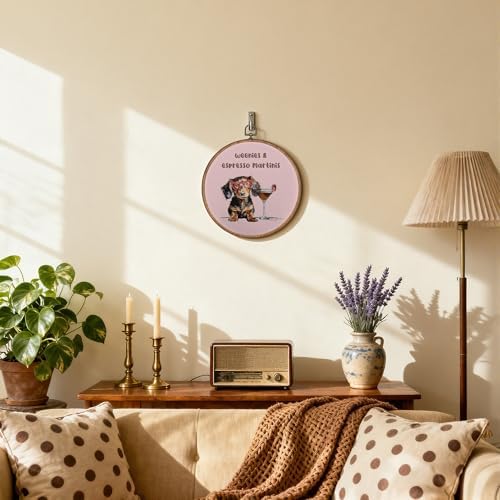 OFJE Funny Dachshund Martini Wall Art Decor, Dachshund and Martini Lovers Gifts, Trendy Pink Cocktail Weiner Dog Framed Canvas Hanging Prints for Home Bar Lounge Pub Dinning Room Decor, 10x10 Inch - Image 5