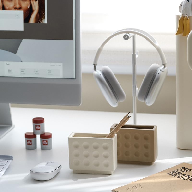 WENSHUO Ceramic Pen Holder,Pen Holder for Desk, Makeup Brush Holder, Crème - Image 3