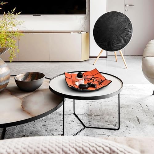 MSJGA Valet Tray PU Leather Key Holder Bowl for Women and Men Entryway Table Nightstand Desk Tray for Wallet, Keys Men's Gift - Orange & Black, 9.8" L x 9.8" W x 2" H - Image 6