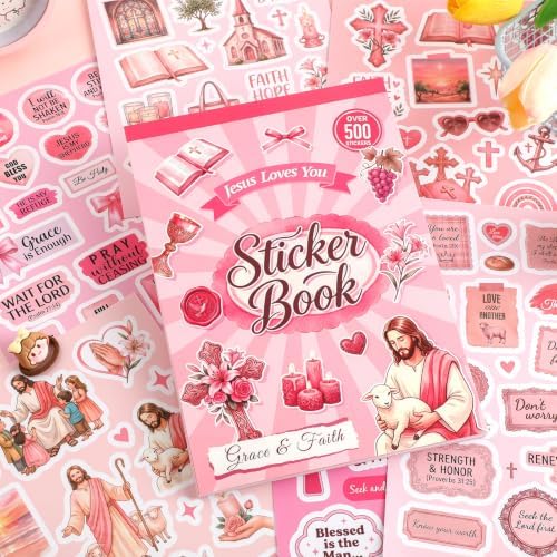 500+ Christian Stickers Book for Scrapbooking,Religious Bible Verse Sticker Book, Religious Scrapbook Journaling Planner, Bible Study Prayer Vision Board Supplies for Women - Image 5