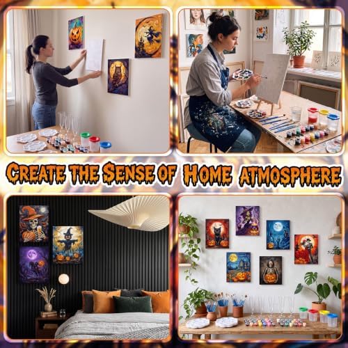 Sherr 96 Pcs 12 Set Pre Drawn Canvas Painting Kits, Halloween Style - Image 4