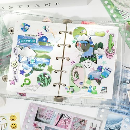 Japanese Sticker Book- 30 Sheet Sticker Book for Journaling & Scrapbooking | Glossy, Matte & Textured | No Halo Cut | Monsoon Postbox or Prayer Board Supplies-Vision Board Supplieses - Image 6