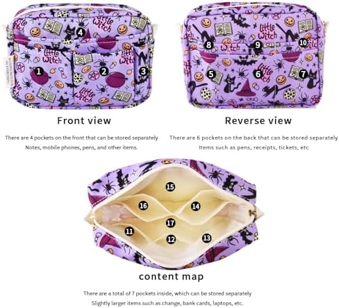 Multiple Pockets Portfolio Organizer with Zipper,Makeup Bag Pencil Pouch - Image 4