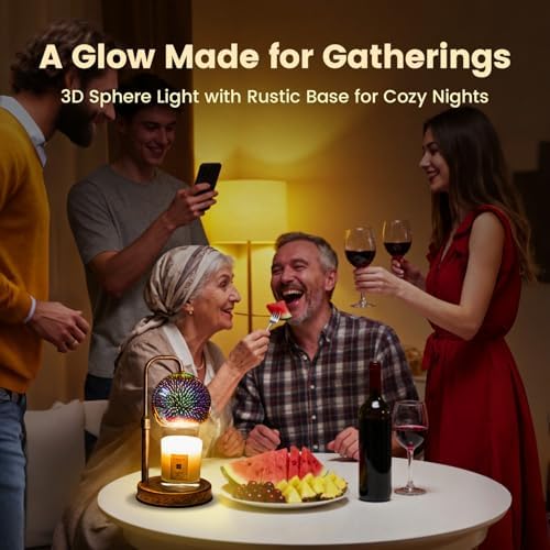 Glocusent Candle Warmer Lamp with Timer, Dimmable, Adjustable Retro 2 Bulbs - Image 2