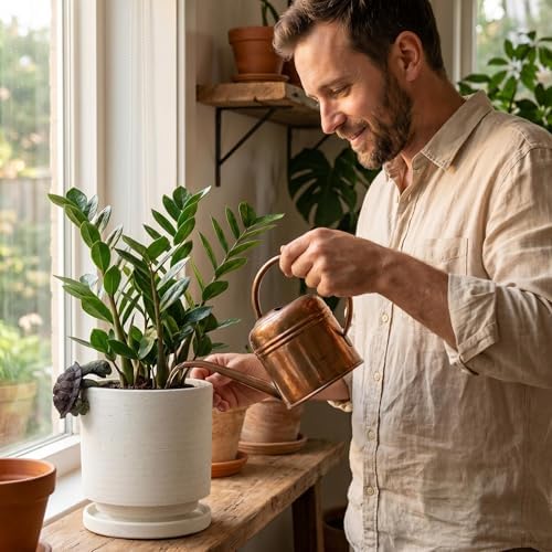 Nihow Ceramic Plant Pot with Resin Figure/Drainage Hole & Saucer,5.7 Inch - Image 7
