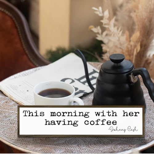 Coffee Decor, Modern Farmhouse Decors for Home Kitchen, Cafe Wall Art, Coffee Lover Gift for Housewarming, This Morning with Her Having Coffee Signs, Johnny Cash Sign, 17.8x4x1.2 inches - Image 5