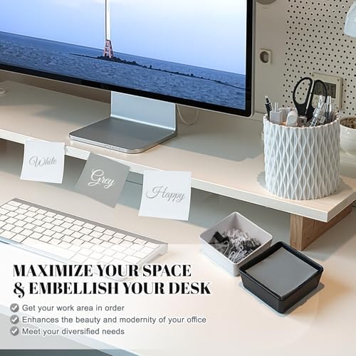 Kosiz 27 Pcs Black and White Desk Accessories Gift for Aesthetic Desk Organizer White Office Supplies Pen Holder Sticky Notes Stapler Binder/paper Clips Scissor Staple for Back to School(Classics) - Image 4