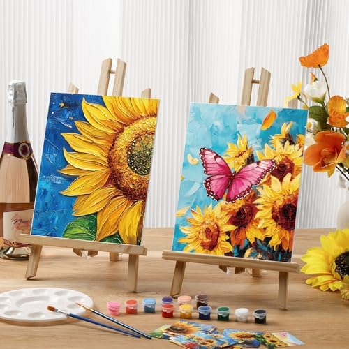 Sherr 24 Pcs Pre Drawn Canvas for Adult, Sunflower, 8 x 10 Inch - Image 2