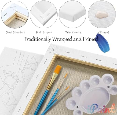 2Pcs Sip and Paint Kit for Adults,Valentines Couple Painting Kit Supplies Canvas, Pre Drawn Canvas to Paint for Date Night for Couples DIY Acrylic Painting Kits Party Favor 8×10 - Image 3