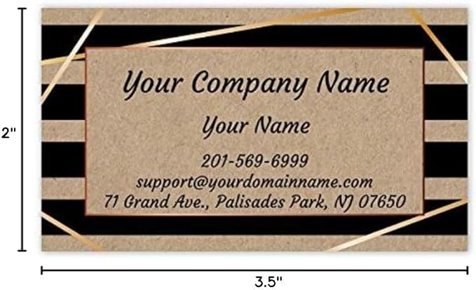 Custom Premium Business Cards 100 pcs Full color - Printed on 16pt(350gsm) or14pt (308gsm) Classic matte paper, Made in The USA (Kraft-Stripe)