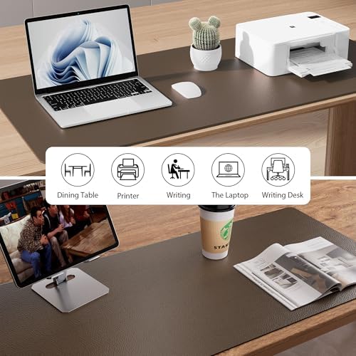 Aothia Leather Desk Pad Protector, Mouse Pad, Office Desk Mat, Non-Slip PU Leather Desk Blotter, Laptop Desk Pad, Waterproof Desk Writing Pad for Office and Home (Coffee, 36" x 17") - Image 6