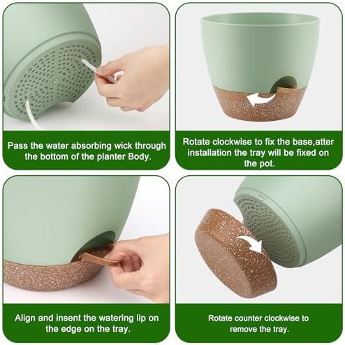QRRICA 12/10/9 Inch Self Watering Pots for Indoor/Outdoor Plants - Image 2