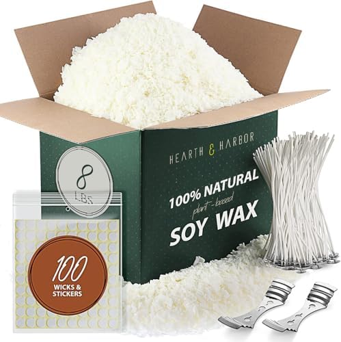 Hearth & Harbor Organic Candle Wax, Pure Soy Wax for Candle Making, 8 lbs by HearthHarbor