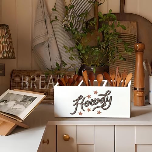 Western Pen Pencil Holder for Desk, Cowgirl Gifts, Cowboy Gifts for Women Men, Western Office Decor, Howdy Southwestern Wooden Box Sign Decorations for Home Office Desk Tabletop - Image 6
