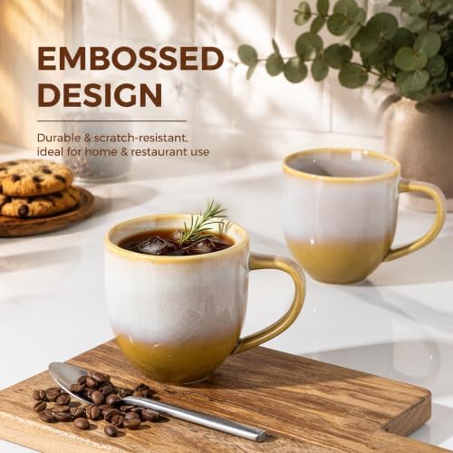 theterra Ceramic Coffee Mugs Set of 6, 12 oz Coffee Cups with Handle - Image 6