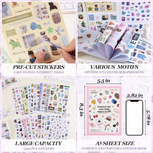 Stickers Book for Scrapbook Supplies,1300+ Cute Journal Stickers for Adult - Image 5