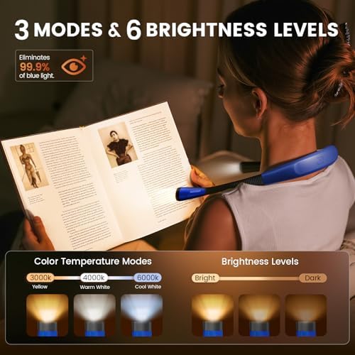 Glocusent Reading Light,Blue Neck Light,80-hr Rechargeable Book Light - Image 2