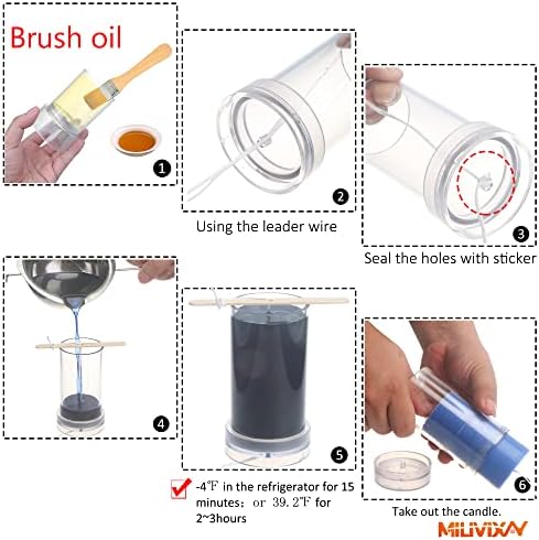 MILIVIXAY 3PCS Pillar Candle Molds - Plastic Cylinder Candle Mold Set for Candle Making-Candle Making Molds-60 Ft. of Wick, 50pcs Wick Stickers, 3pcs Wick Holders and 1pc Iron Wire Included as a Gift. - Image 5
