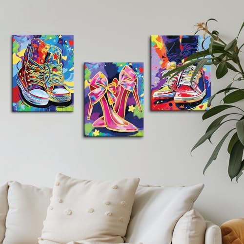 4 PCS Pre Drawn Canvas to Paint for Adults 8 x 10 Inch Couple Sip and Paint Kit Party Supplies Favor Shoes Couples Painting Kit Date Night Canvas Painting Kit for Valentine's Day Painting - Image 6