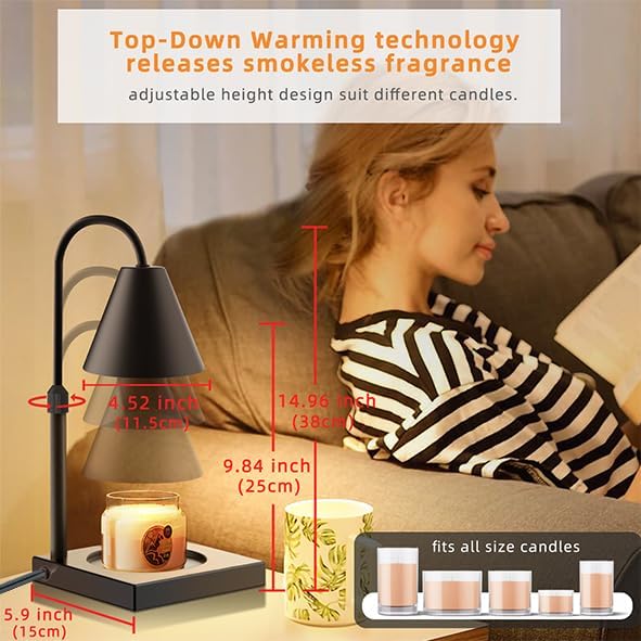 LALISU Candle Warmer Lamp Timer Dimmable, Adjustable Height Candle Melter - Image 3