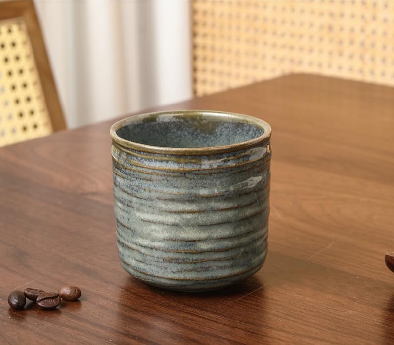 Japanese retro ceramic teacups, coffee cups, and water cups, suitable for restaurants, homes, and offices, copper. by Unknown