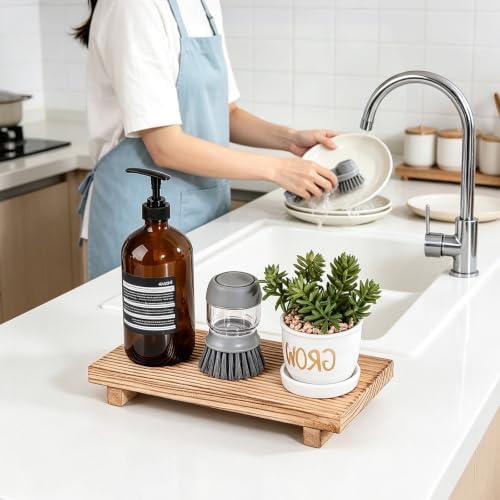 Bathroom Tray Farmhouse Decor Kitchen Soap Holder, 11" * 5.5" Brown - Image 2