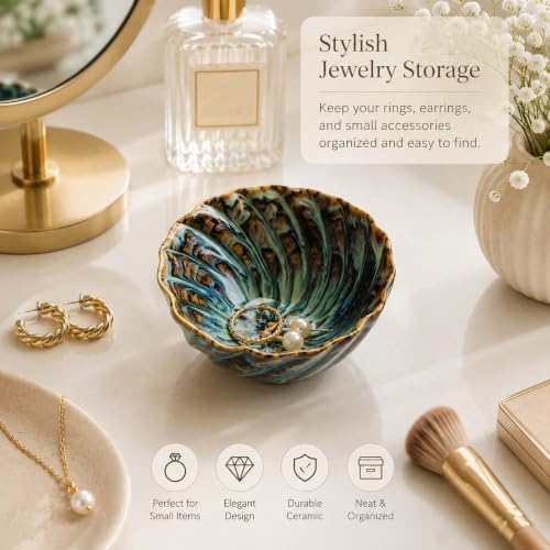 Glazed Ceramic Jewelry Dish Tray,Small Ring Holder Dish Jewelry Tray - Image 3