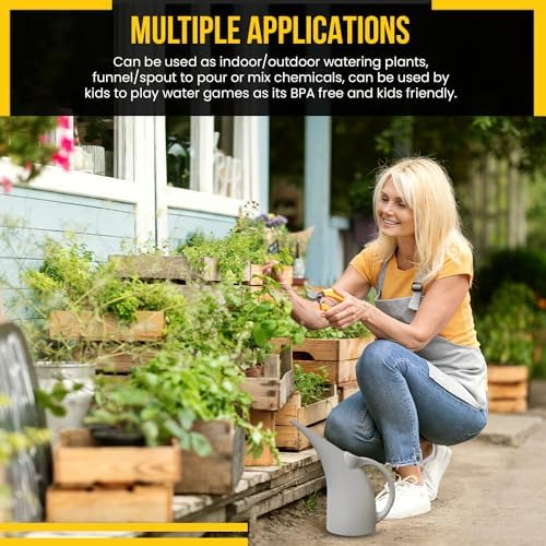 KP KOOL PRODUCTS Watering Can 1/2 Gallon - Small Watering Can for Indoor Plants - Outdoor Watering Can - Gray Plant Waterer - Plastic Watering Can for Garden - 1 Pack - Image 5