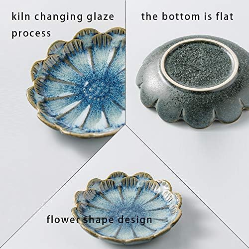 Mecaikru Ceramic Ring Dish, Flower Jewelry Tray with Kiln Glaze Finish - Image 3