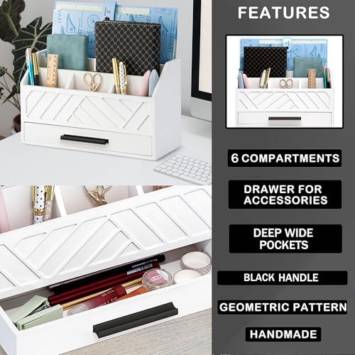 Desk Organizer with Drawer, Countertop Bill Mail Organizer and File Storage - Image 7