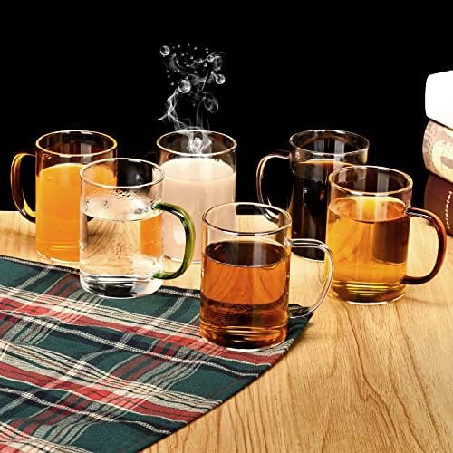 Transparent Glass Cup Set, 10.2Oz/300ml, Coffee Glasses with Colorful Handles, Suitable for Tea Glasses, Juice Glasses, Coffee Glasses, for Party, Restaurant, Weddings, Set of 6 Glass - Image 7