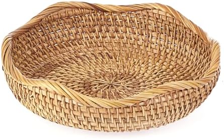 Hipiwe Natural Rattan Tray 8.5" Wicker Key Basket Bowl for Entryway Table by Hipiwe