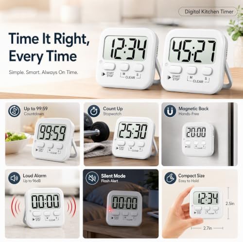 Antonki 2 Pack Digital Timer for Kids Classroom Kitchen Timers for Cooking - Image 4