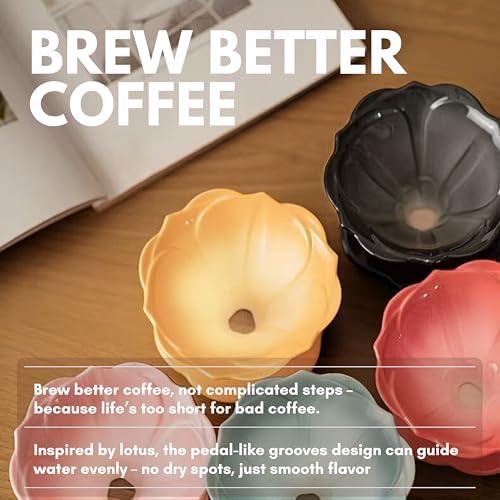 Ceramic Pour Over Coffee Dripper Flower Shape V01 with 20 Filters - Image 6