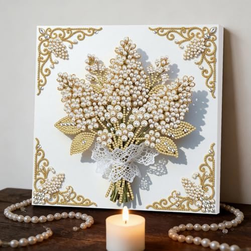 5D DIY Pearl Painting with Frame Floral Theme Handmade Healing Home Wall Decoration Creative 9.84x9.84in Tools -Flower-6 - Image 2