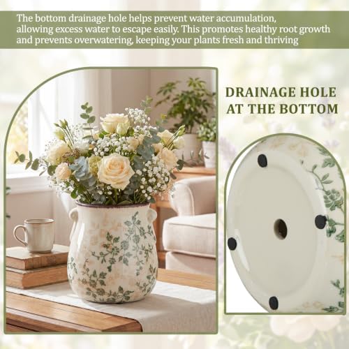 Ceramic Scroll Planter 6.5 Inch, Greenish Brown - Image 4