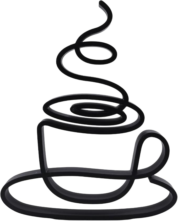 Nexus Box Coffee Sculpture – Minimalist Decorative Accent for Caffein Lovers & Modern Home Decor | Collectible Design (Abstract Coffee Cup Matte Black)