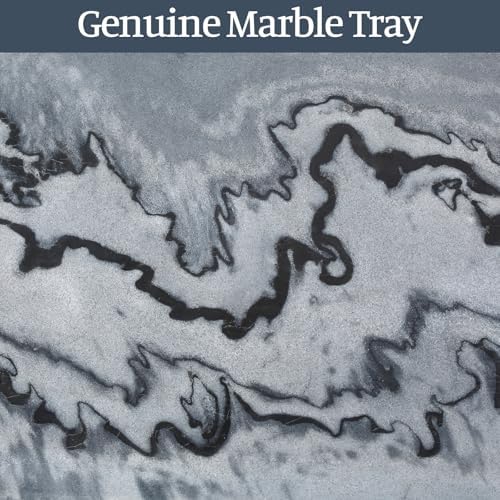 Koville Natural Marble Tray, 12"x6" Decorative Tray for Countertop, Catchall for Perfume, Candles, Jewelry Dish Elephant Grey - Image 7