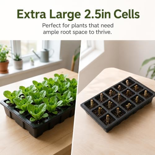 Gardzen 5 Pack Seed Starter Trays with Vented Domes 150 Cell Black - Image 4