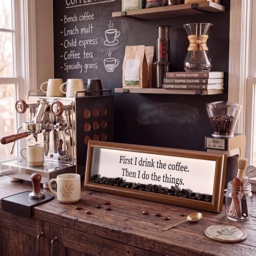 Novabright Wooden Coffee Bar Sign with Artificial Beans Decor, Farmhouse - Image 5
