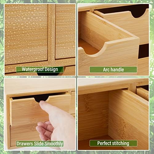 Charmewooden Bamboo Desk Organizer With Drawers Countertop Drawers Counter Storage Box Corner Desk Organizer for Home Office No Assembly Required - Image 5