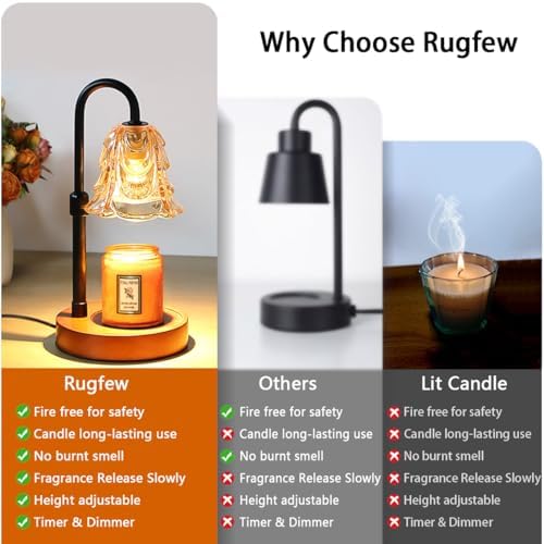 Candle Warmer Lamp with Timer Dimmer Adjustable Height for New Home House Bedroom Decor,Wax Melt Warmer with 2 Bulbs for Jar Candles, Gifts for Mom Women Friend Sister Mothers Day Birthday | Black - Image 6