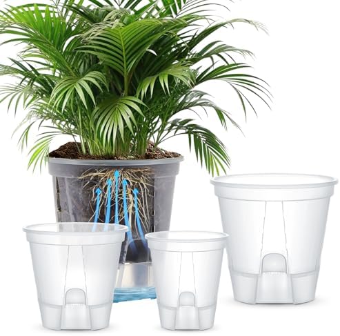 Wonderjune Self Watering Planter, 4.72''/5.91''/7.09''/8.27'', Clear, 4 Pcs by Wonderjune