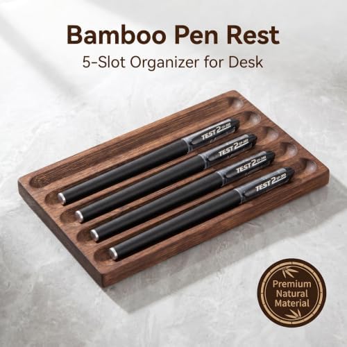 Pen holder Organizer of Office desks,Walnut Desk Pen Stand,Wave Pen TrayOffice Accessory,Teacher Gifts,Suitable for School,Home,Office Desktop Art Accessories (Walnut-5 Grid) - Image 5