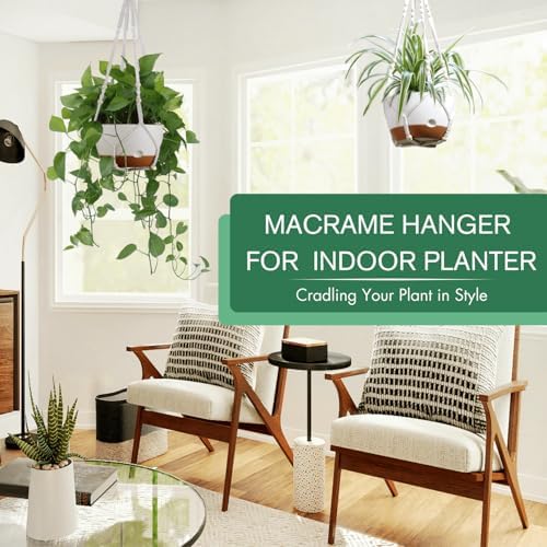 8 Inch Self Watering Hanging Plant Pot with Drainage Holes for Indoor - Image 2