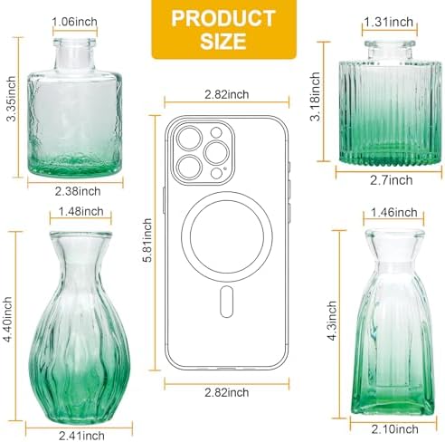 Glass Bud Vases Set of 4, Small Green Flower Vases for Wedding Centerpiece - Image 2