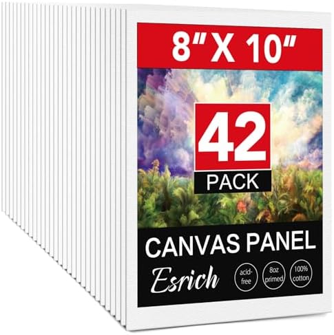 Canvases for Painting 8x10 Inch, 42 Pack Blank Painting Canvas Boards for Painting Supplies-Cotton Canvas Panels Acid-Free Primed for Oil Paint,Watercolor, Acrylic Paint, Gouache and Tempera. by ESRICH
