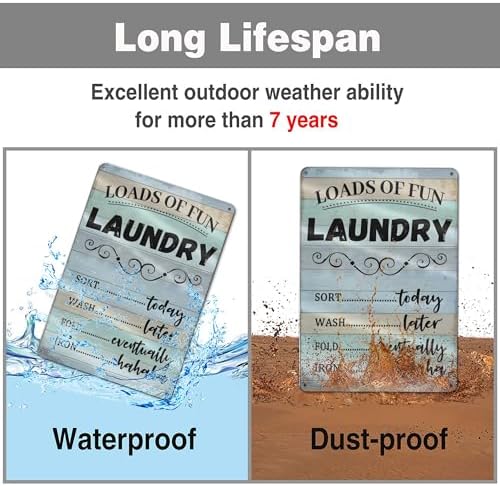 Laundry Room Decor Accessories Vintage Metal Signs Farmhouse Laundry Schedule Sign Hanging Decor Desk Shelf Decorations Housewarming Presents Wall Decoration 8x12 Inches - Image 3