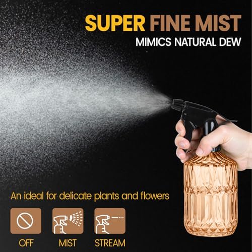 Glass Plant Spray Bottle, 13.5 oz small plant mister, Leak Proof Fine Mist Watering can with Adjustable Nozzle for Indoor Plants Lover, Gardening, Hair, Cleaning Solutions (Orange) - Image 3